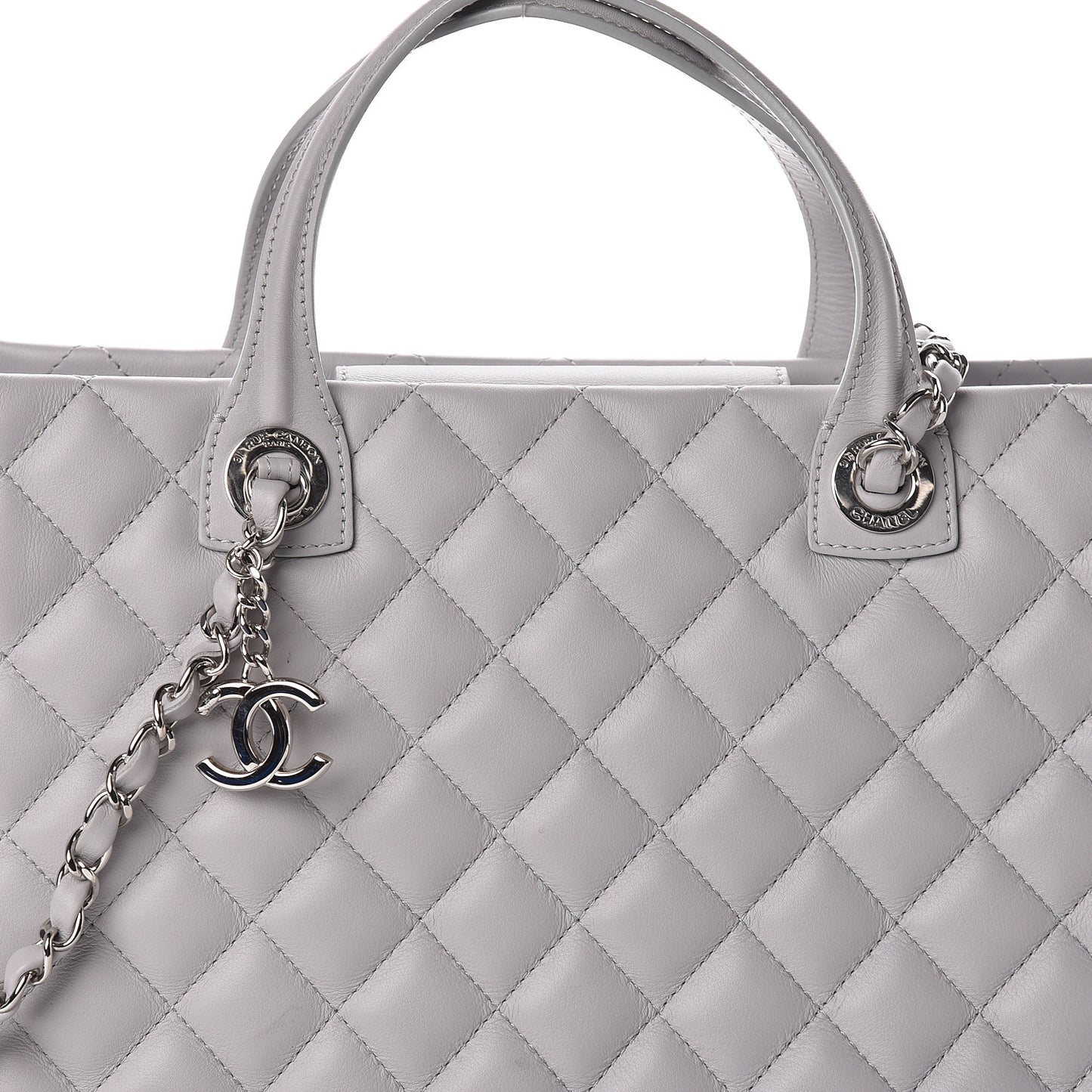 Calfskin Quilted Small Easy Shopping Tote Grey