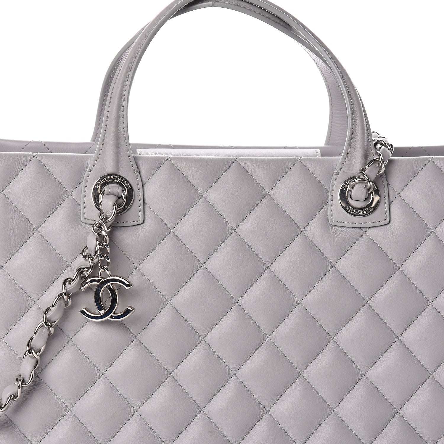 Chanel Calfskin Quilted Small Easy Shopping Tote Grey 13 of 13