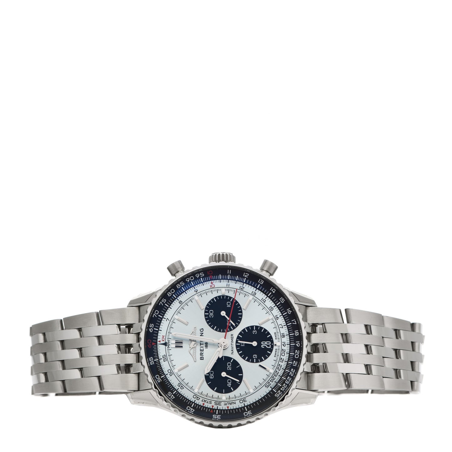 Stainless Steel 43mm Navitimer Chronograph B01 Automatic Watch Ice Blue AB0138