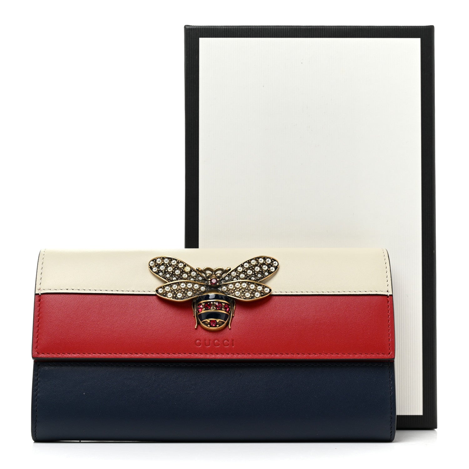 Gucci Calfskin Queen Margaret Flap Wallet Blue Agata Hibiscus Red Mystic White 12 of 12