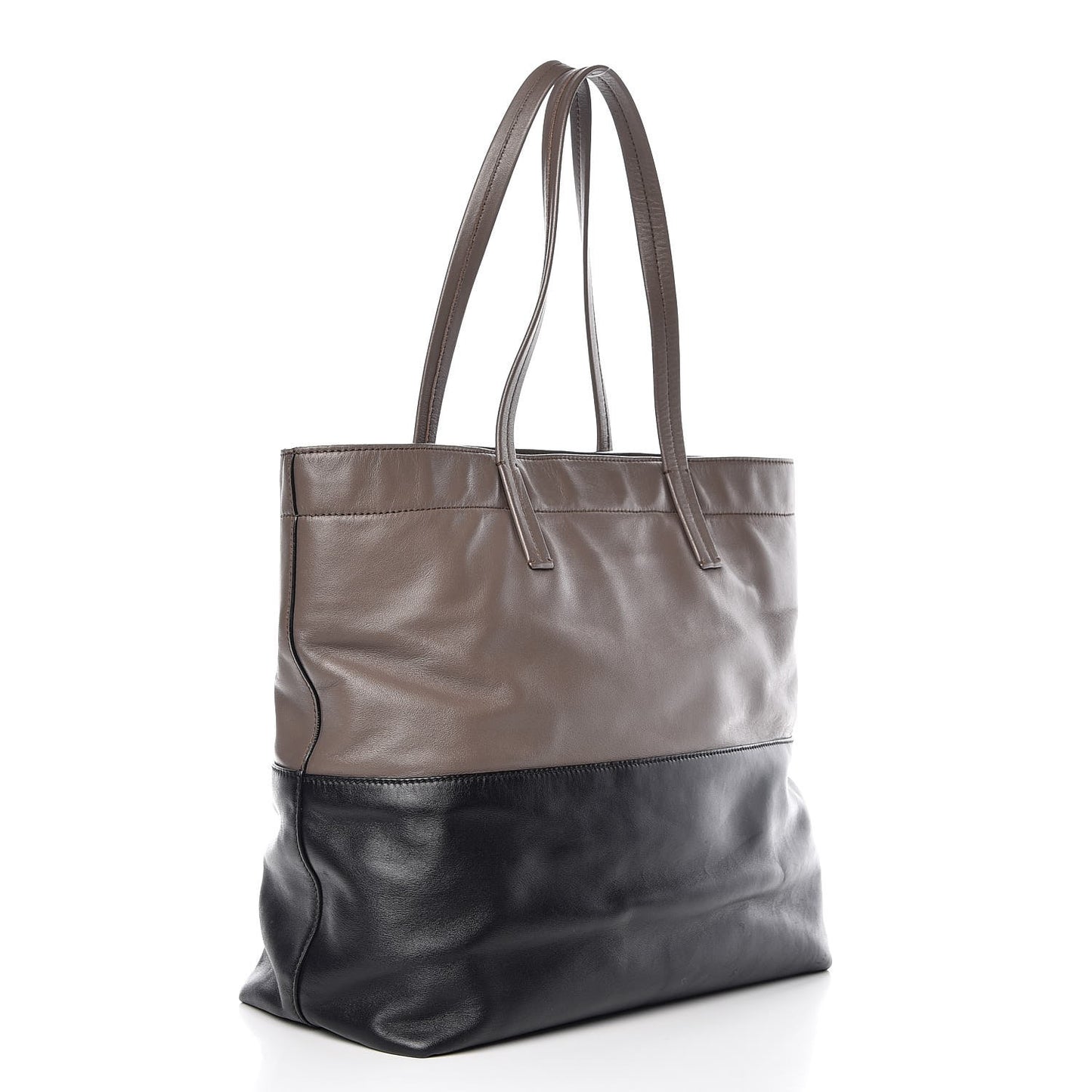 Vitello Soft Calf Shopping Tote Grey Black