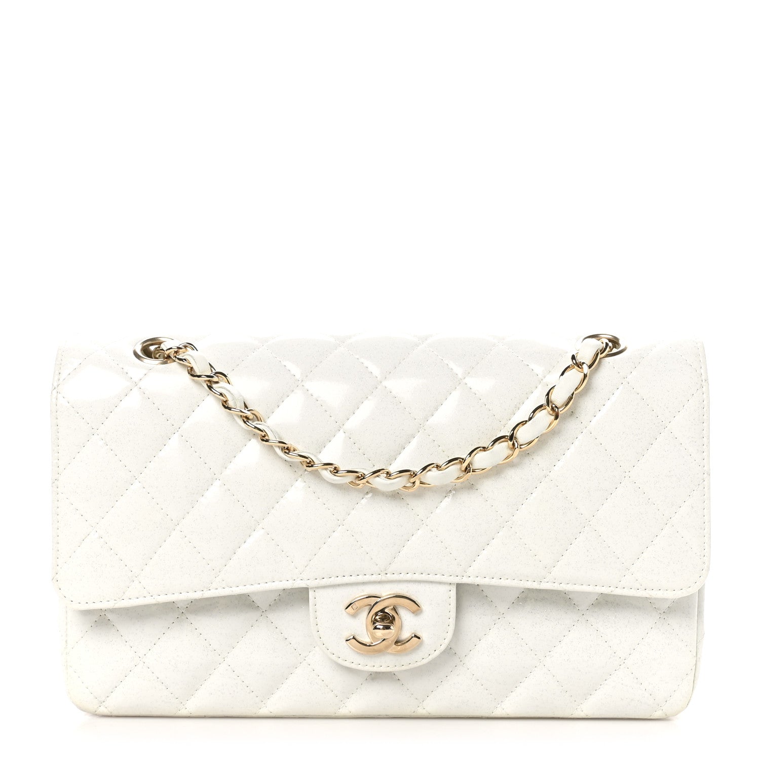 Chanel Patent Quilted Evening Star Medium Double Flap White 1 of 11