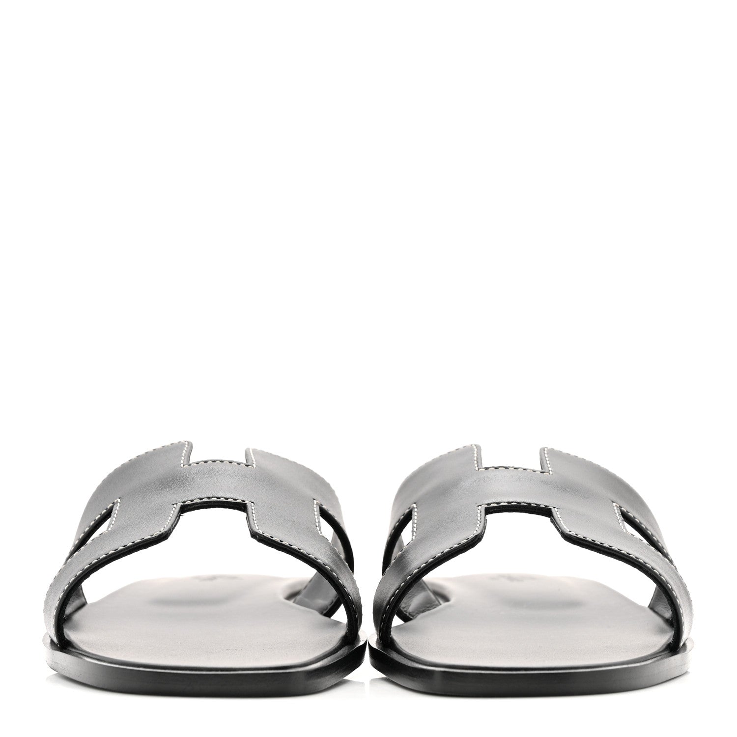 Hermes Box Calfskin Oran Sandals 37 Black 6 of 20