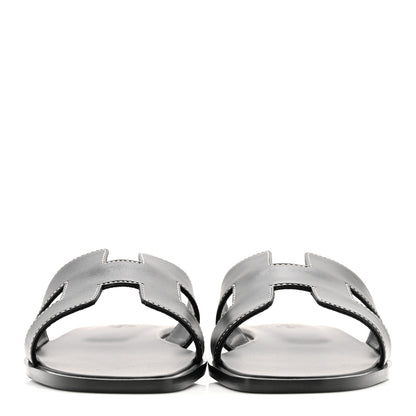 Hermes Box Calfskin Oran Sandals 37 Black 6 of 20