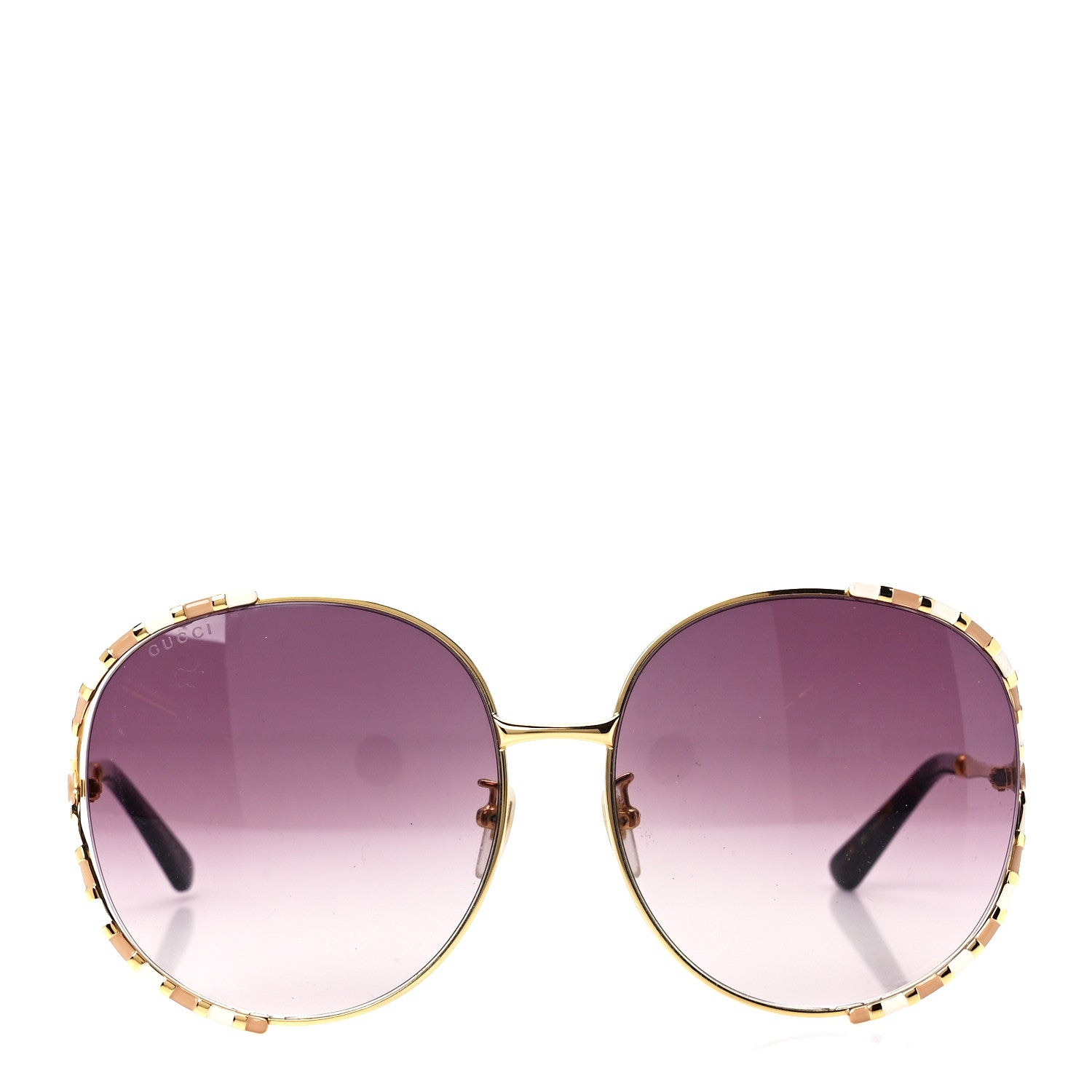 Gucci Metal Round Frame GG0595S Sunglasses Gold Brown 2 of 8