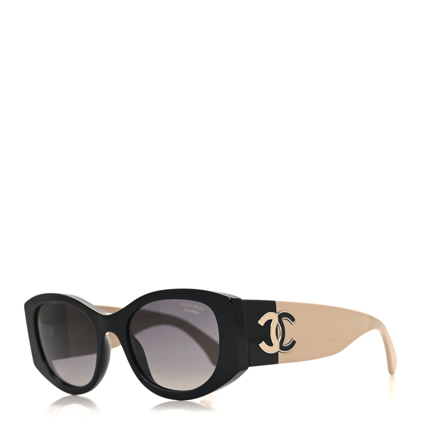 Acetate Polarized Rectangle Sunglasses 5524 Black Beige