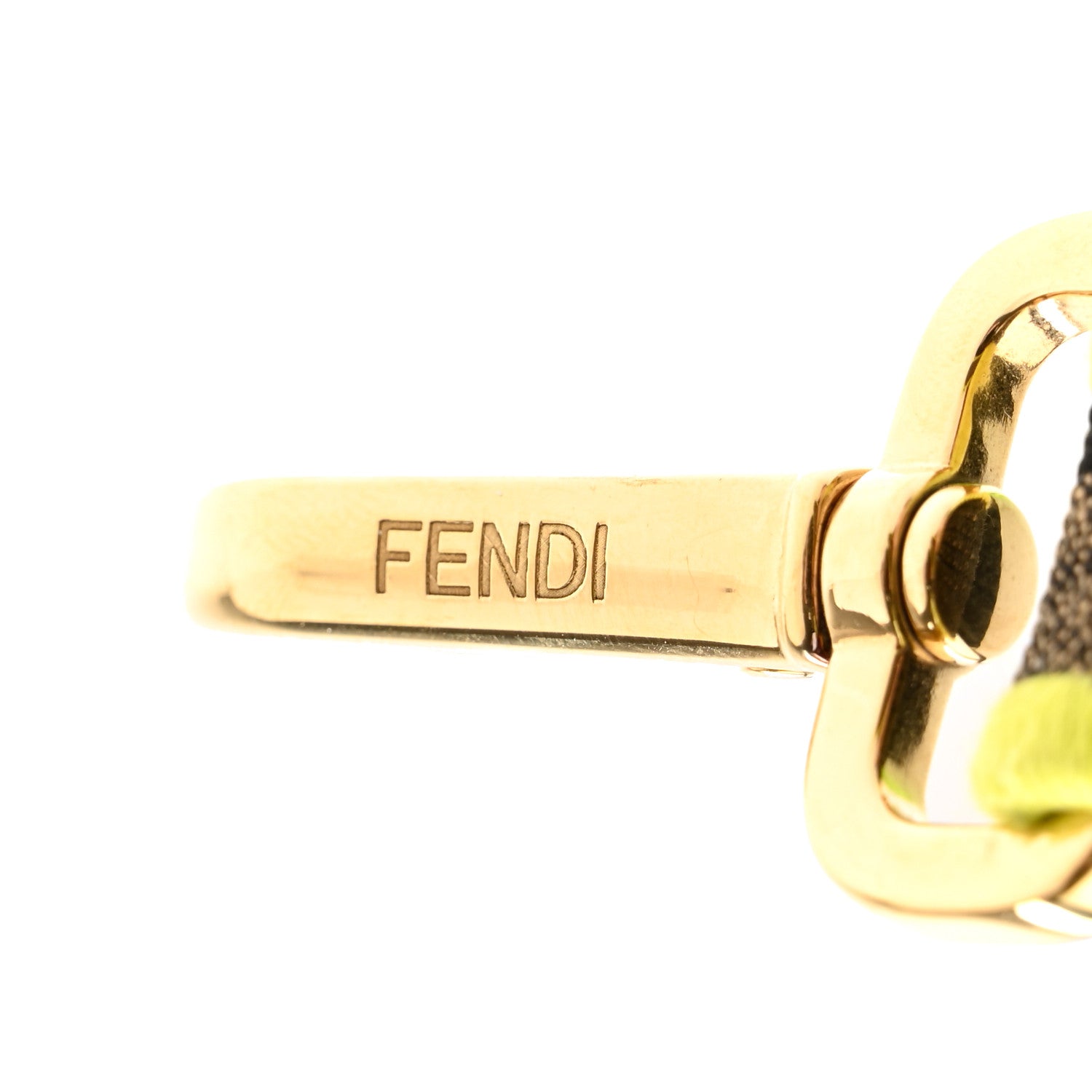 Fendi Fabric Jacquard FF 1974 Logo Threaded Edge Mini Strap You Tobacco Moro Giallo Fluo 3 of 4