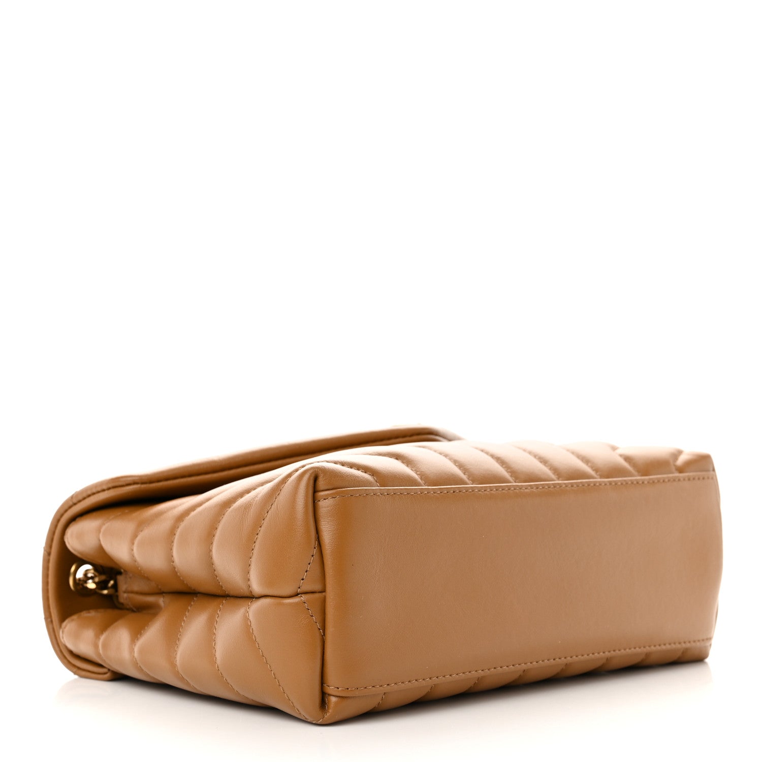 Saint Laurent Calfskin Y Quilted Monogram Small Loulou Chain Satchel Dark Natural 4 of 10