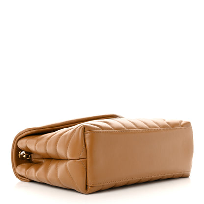 Saint Laurent Calfskin Y Quilted Monogram Small Loulou Chain Satchel Dark Natural 4 of 10