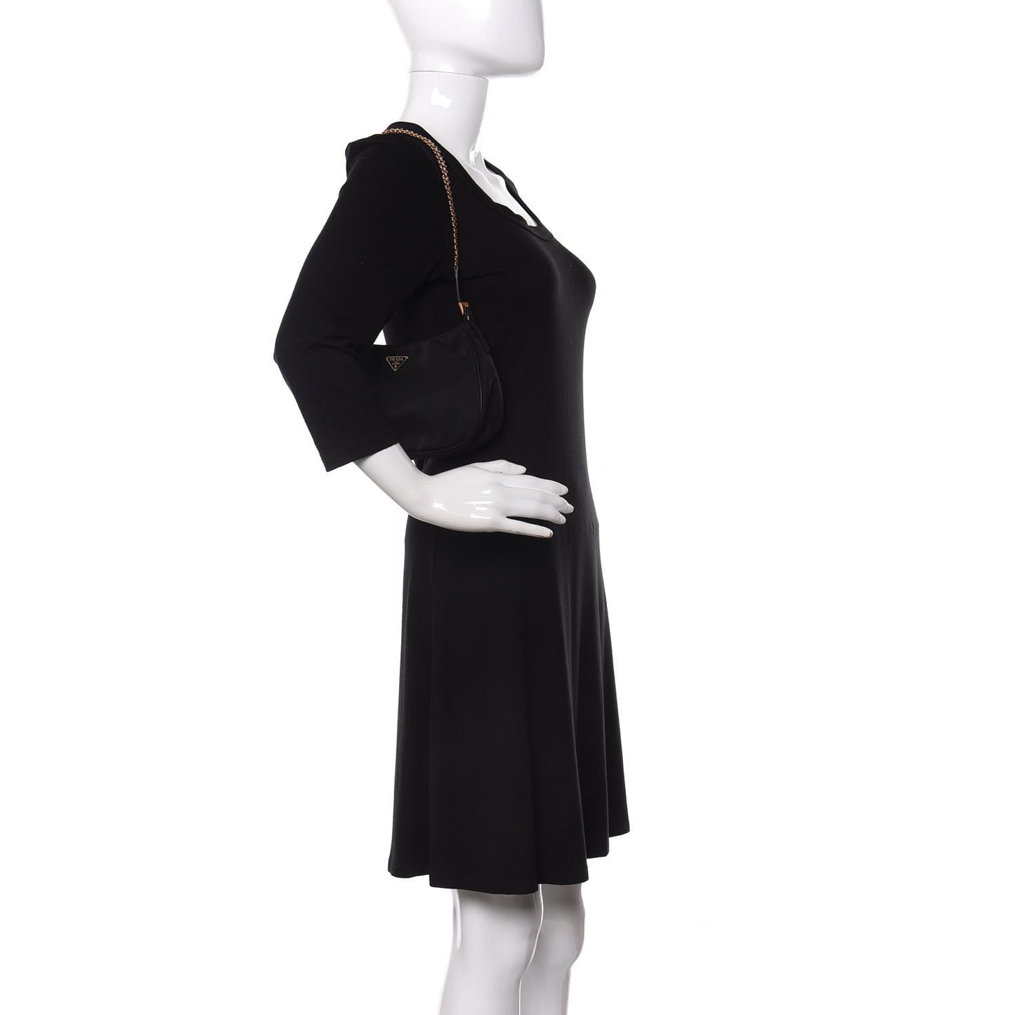 Tessuto Nylon Chain Shoulder Bag Black