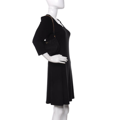 Prada Tessuto Nylon Chain Shoulder Bag Black 2 of 13