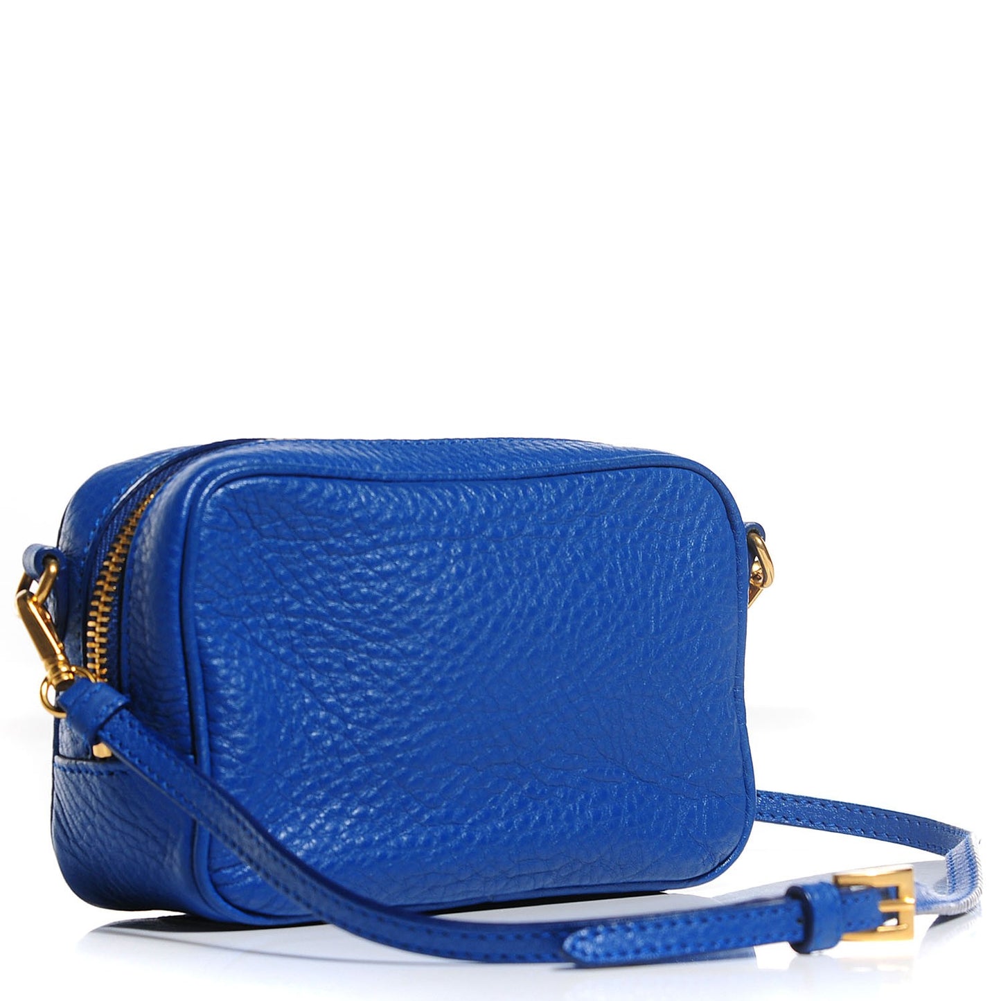 Vitello Daino Mini Camera Crossbody Bag Azzurro