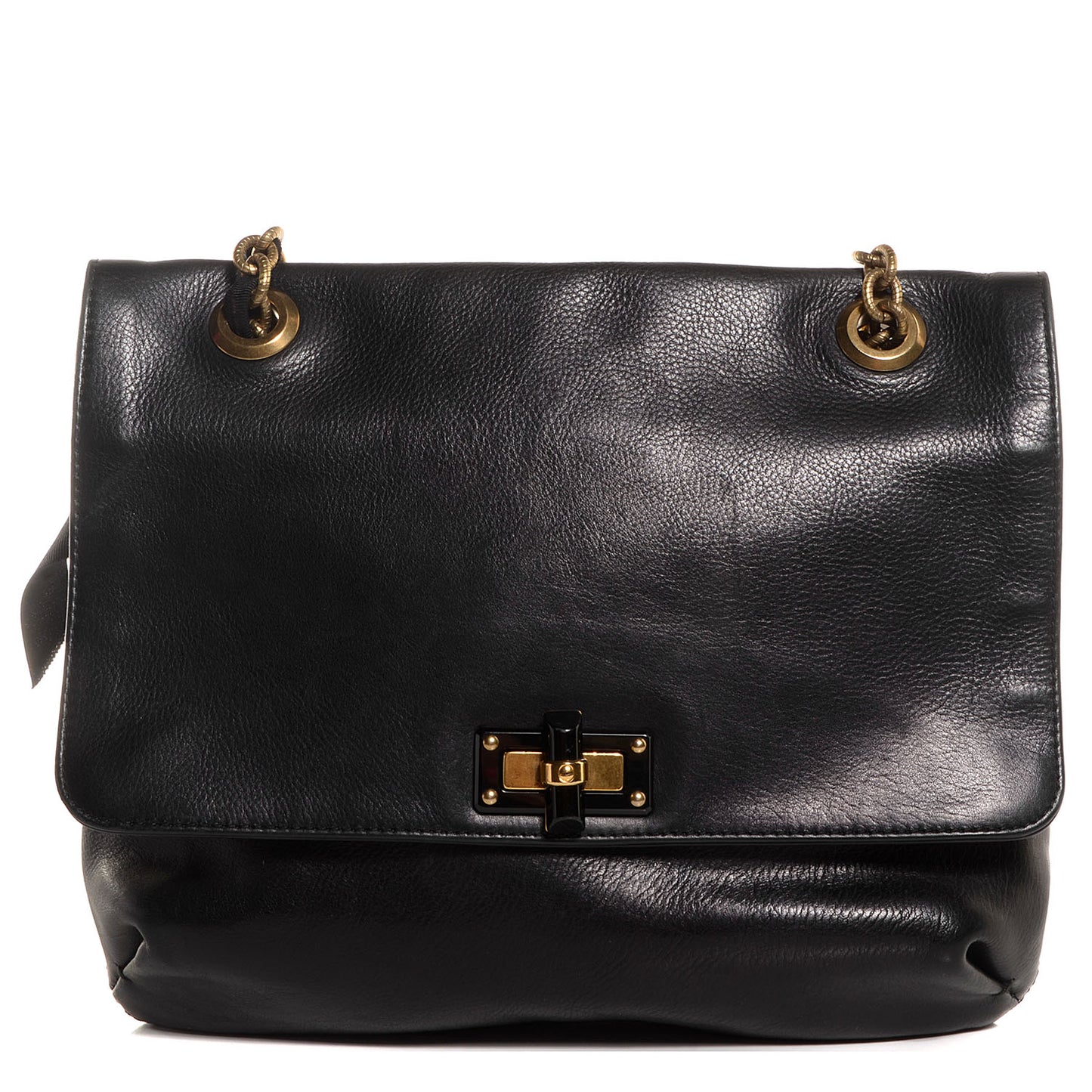 Leather Medium Happy Shoulder Bag Black