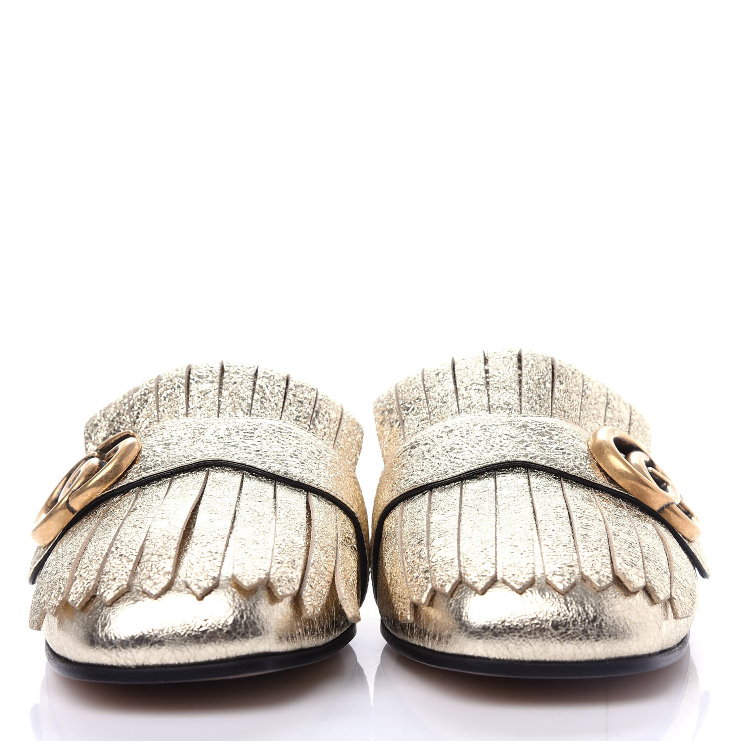 Gucci Galassia Womens GG Marmont Fringe Slippers 37 Platino 2 of 10
