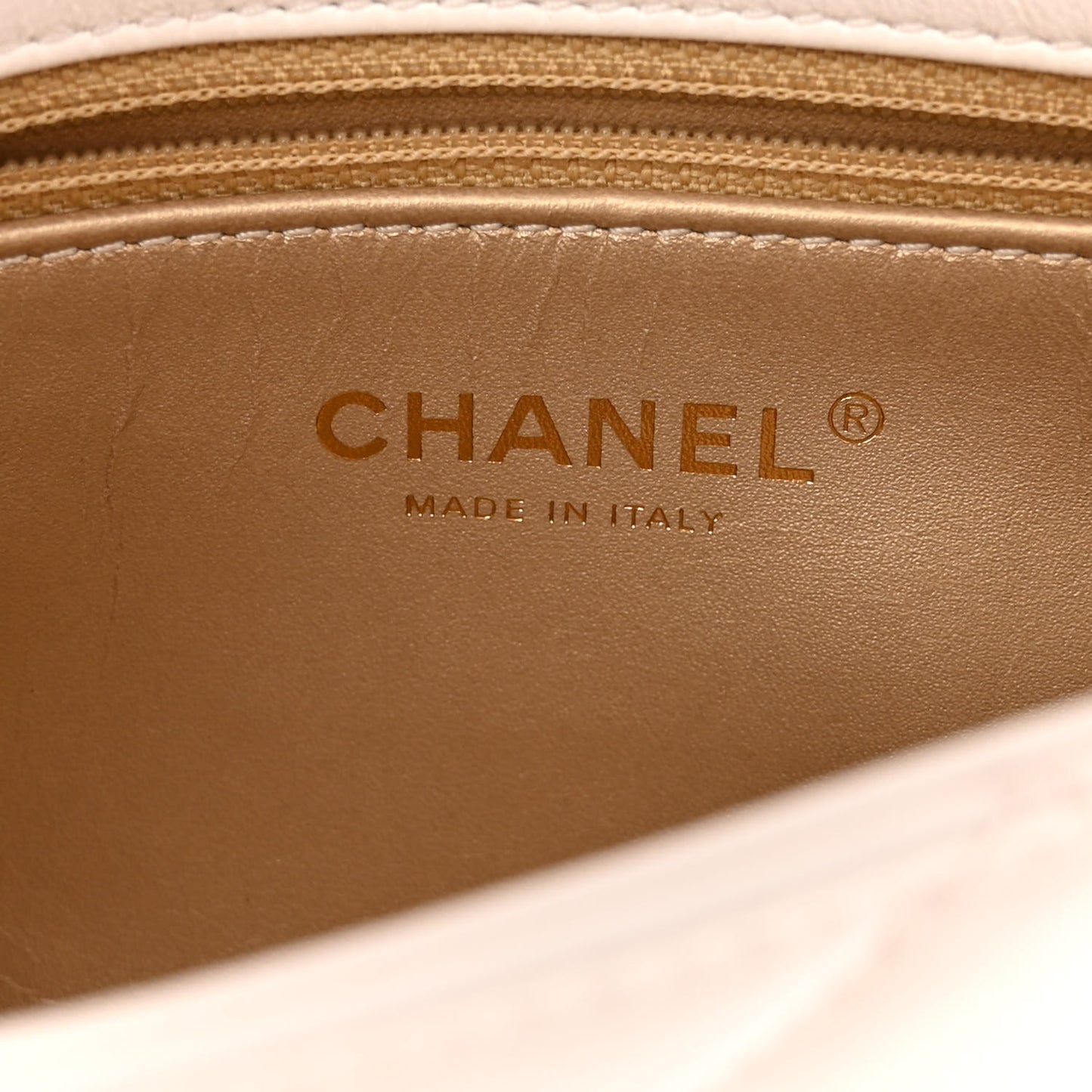 Lambskin Quilted Small CC Crystal Logo Chain Flap White