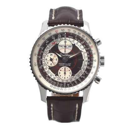 Breitling Stainless Steel Alligator 43mm Navitimer Montbrilliant Datora Automatic Watch Brown A21330 1 of 7