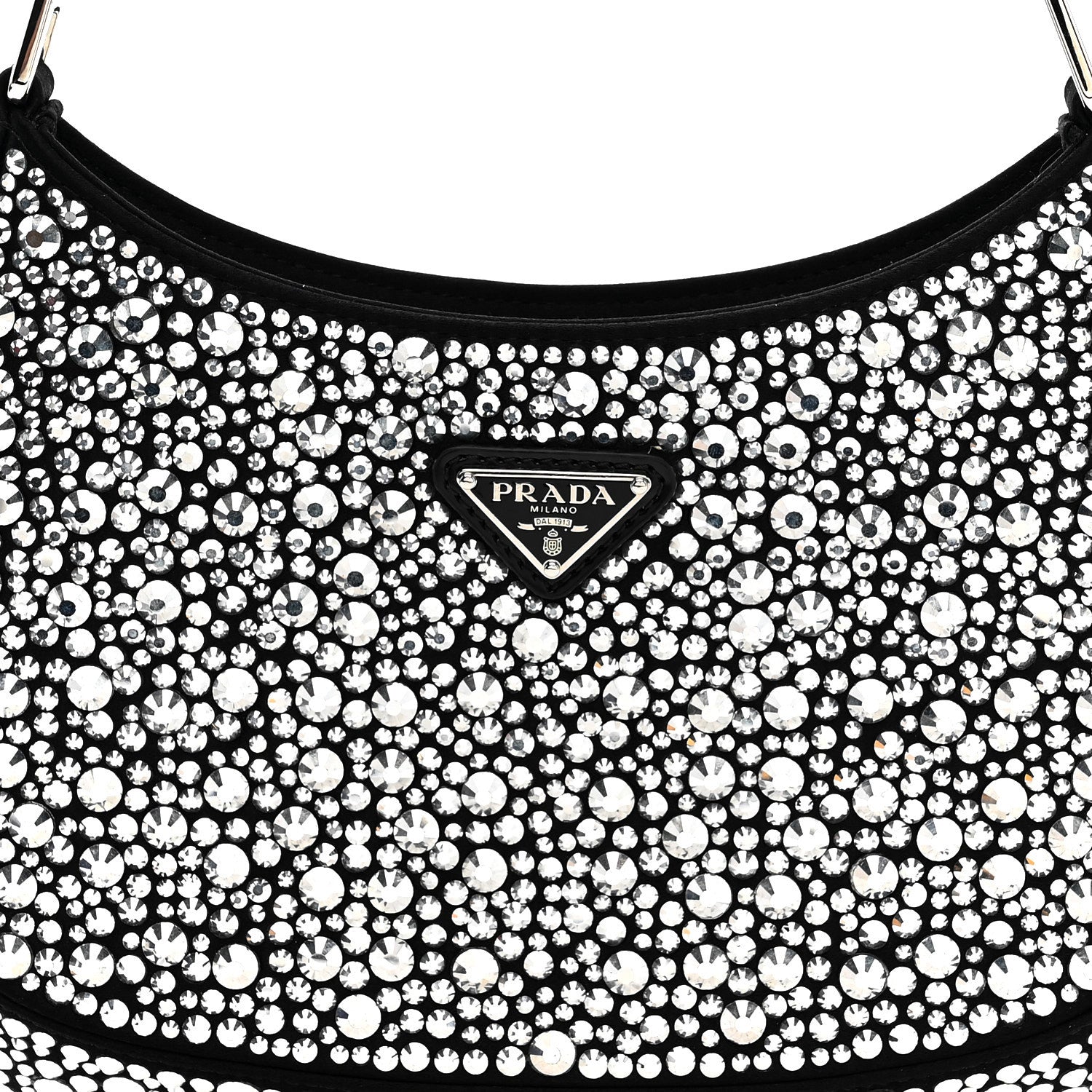 Prada Satin Crystal Cleo Adjustable Strap Shoulder Bag Metal 6 of 8