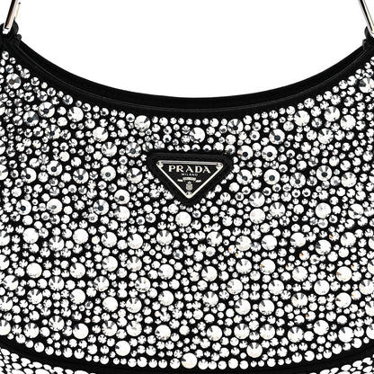 Prada Satin Crystal Cleo Adjustable Strap Shoulder Bag Metal 6 of 8
