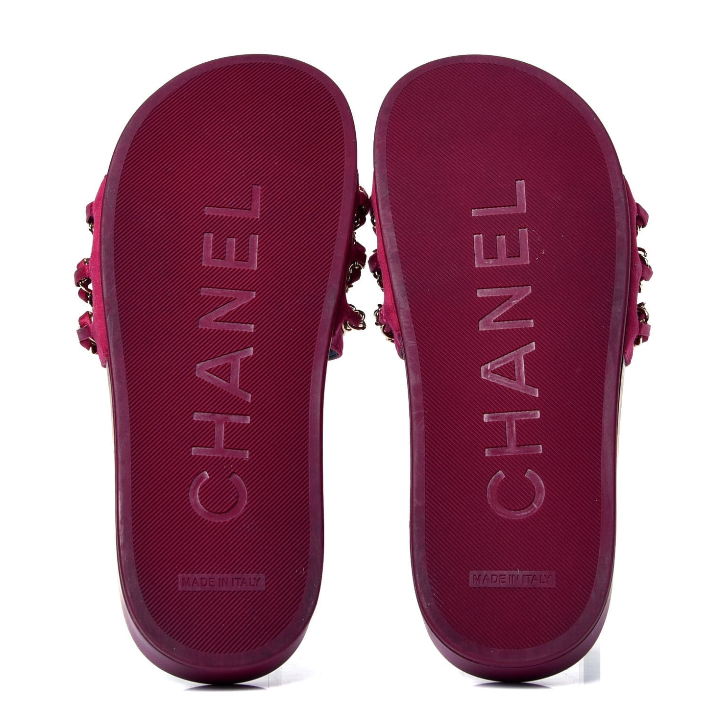 Satin Chain Flat Sandals 37 Dark Fuchsia