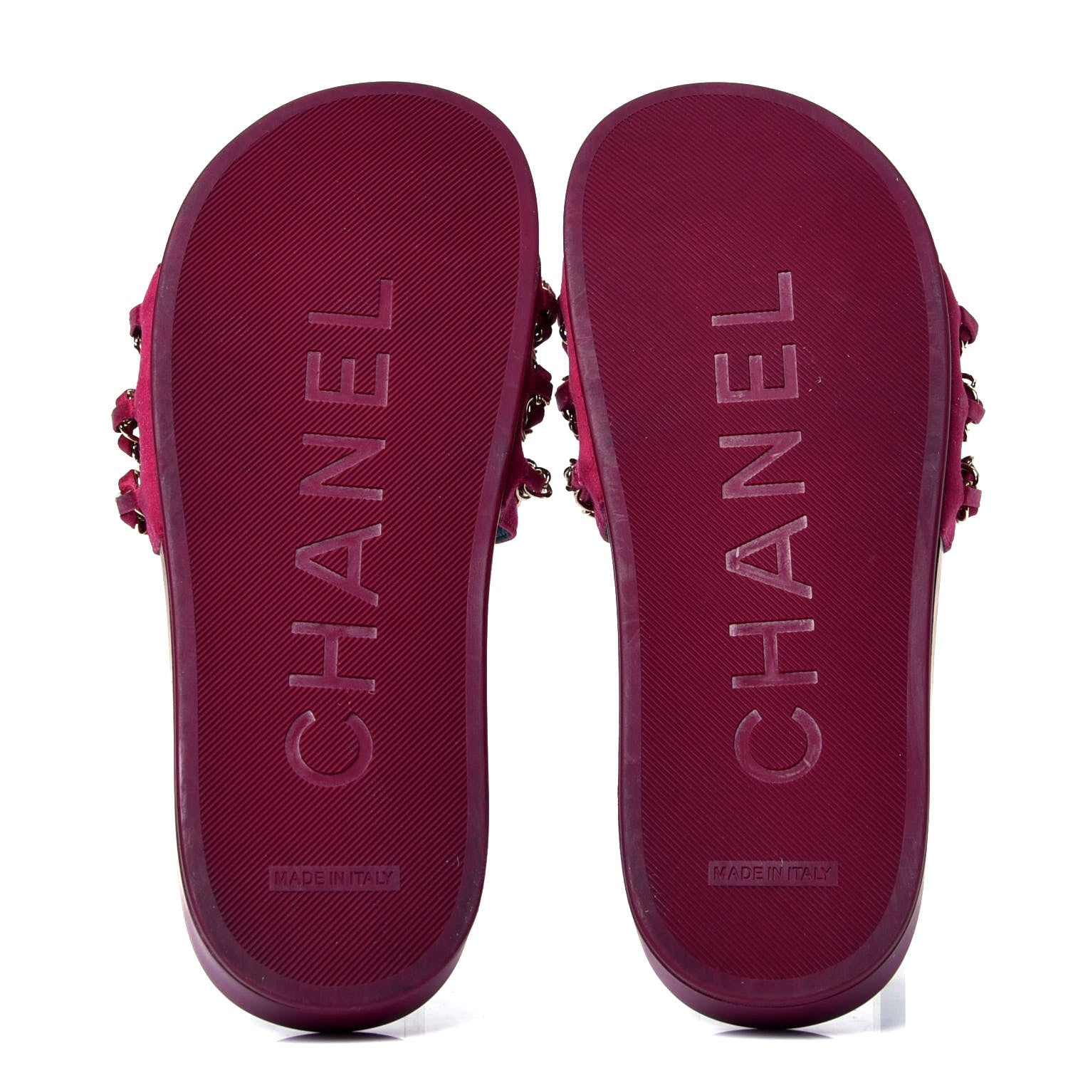 Chanel Satin Chain Flat Sandals 37 Dark Fuchsia 5 of 6