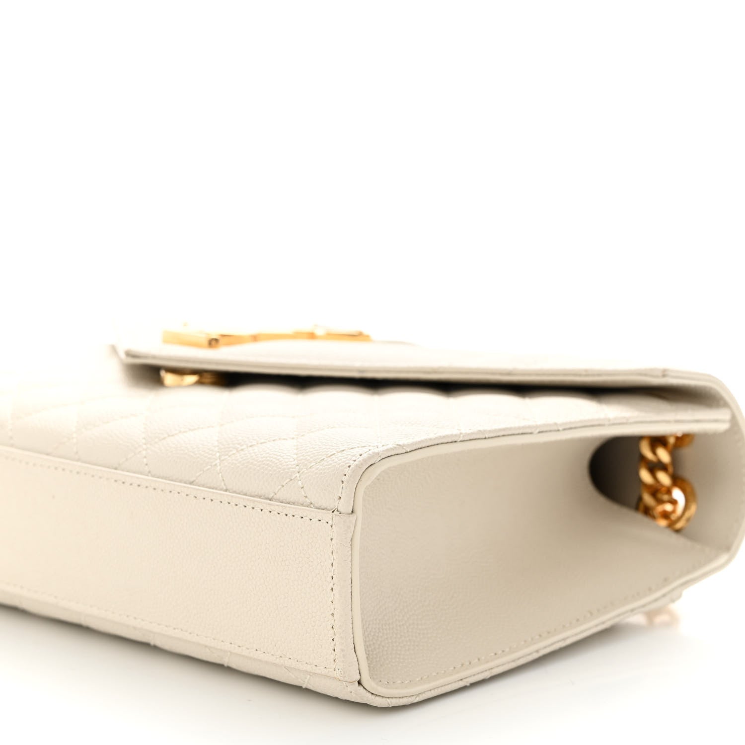 Saint Laurent Grain De Poudre Textured Mixed Matelasse Medium Triquilt Monogram Satchel Crema Soft 9 of 10