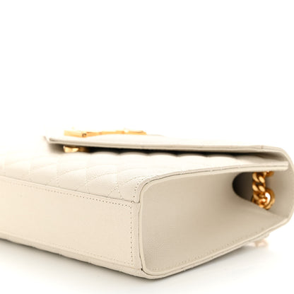 Saint Laurent Grain De Poudre Textured Mixed Matelasse Medium Triquilt Monogram Satchel Crema Soft 9 of 10