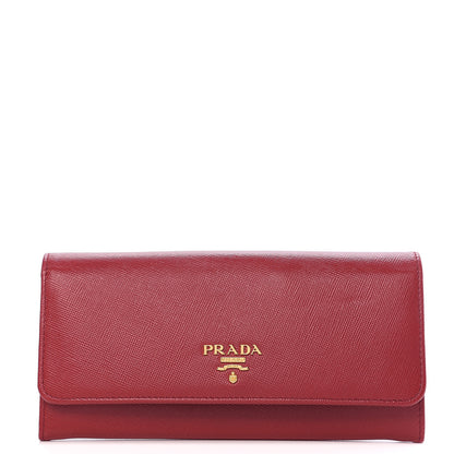 Prada Saffiano Metal Continental Flap Wallet Fuoco 1 of 6
