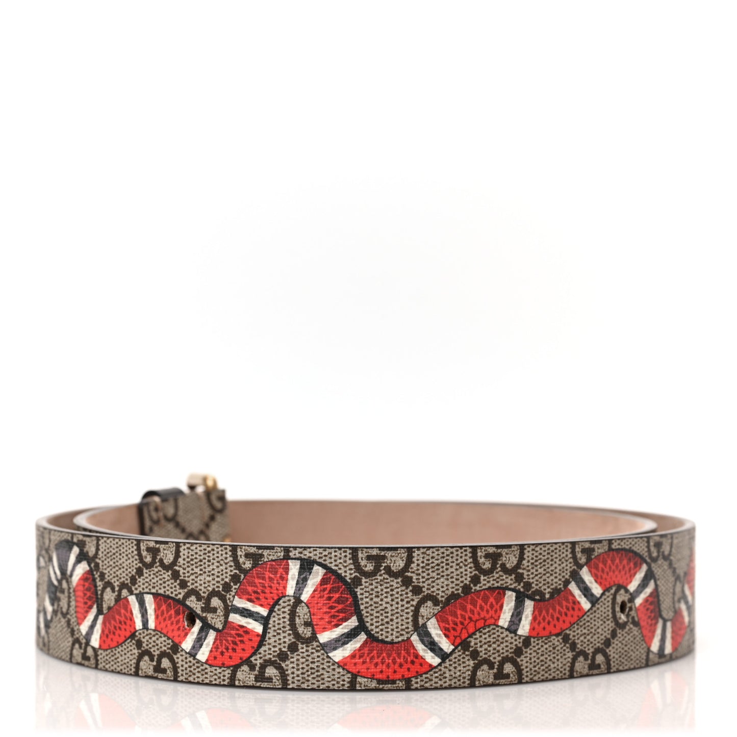 GG Supreme Monogram Selleria Calfskin Kingsnake 35mm Belt 100 40 Beige Ebony Multicolor Cocoa