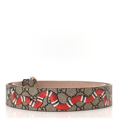 Gucci GG Supreme Monogram Selleria Calfskin Kingsnake 35mm Belt 100 40 Beige Ebony Multicolor Cocoa 3 of 5