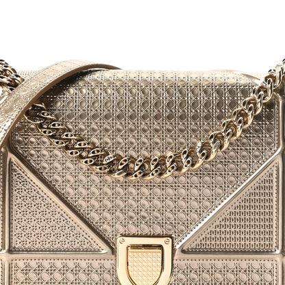 Christian Dior Metallic Patent Micro-Cannage Medium Diorama Flap Bag Gold 7 of 9