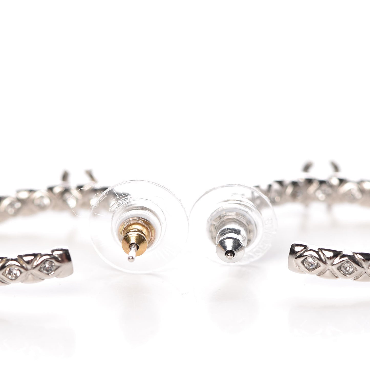 Crystal CC Hoop Earrings Silver