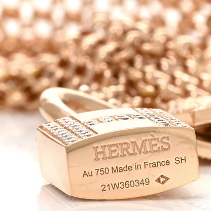 Hermes 18K Rose Gold Pave Diamond GM Kelly Clochette Bracelet SH 3 of 4