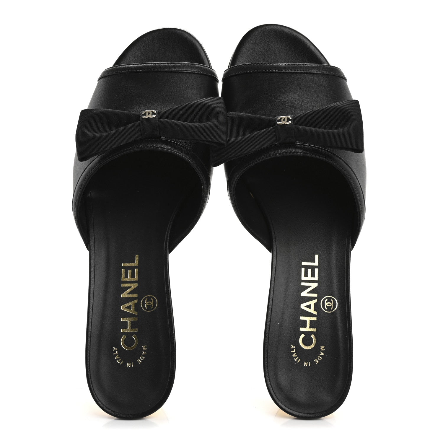 Chanel Lambskin Bow Mules 37 Black 2 of 12