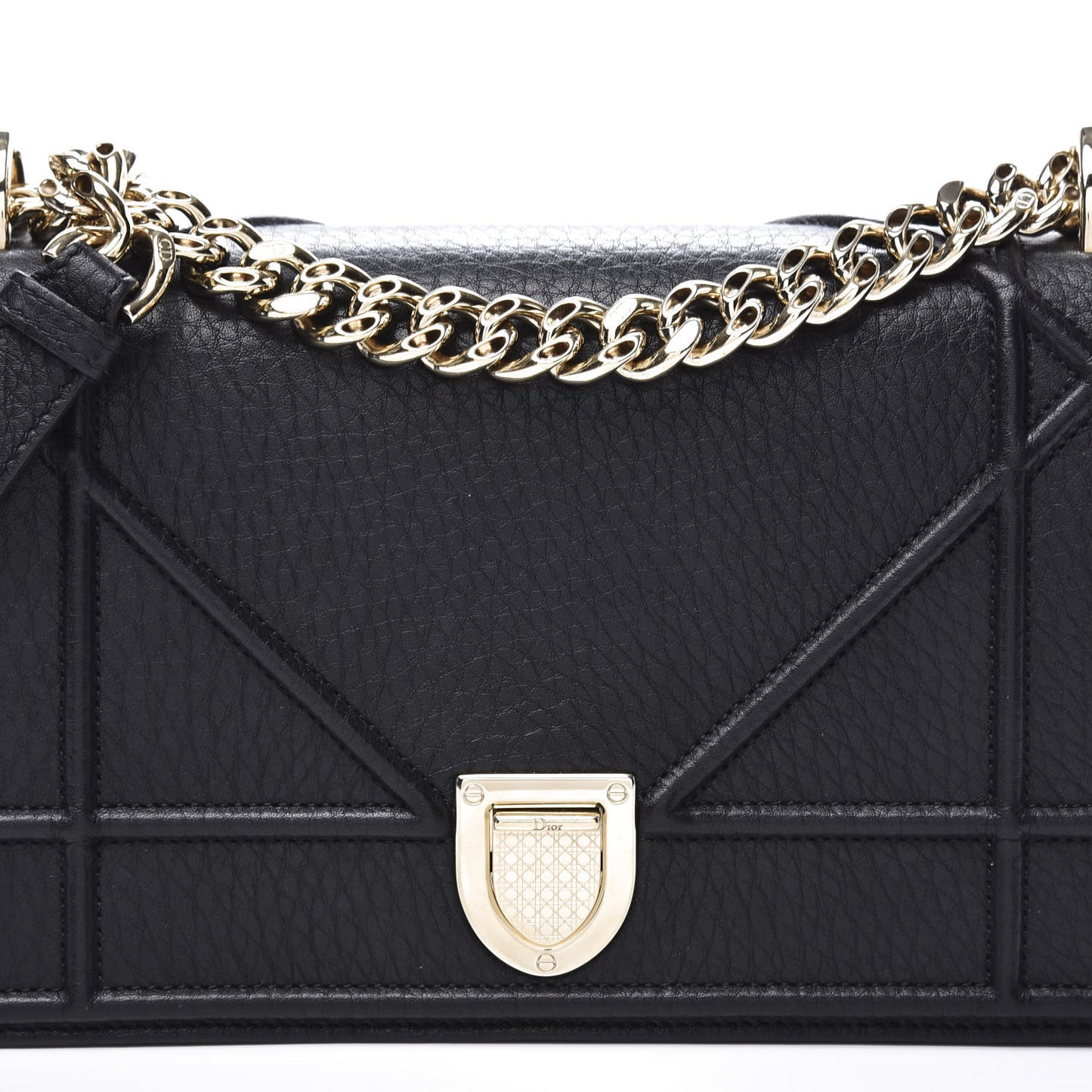 Grained Calfskin Small Diorama Flap Bag Black
