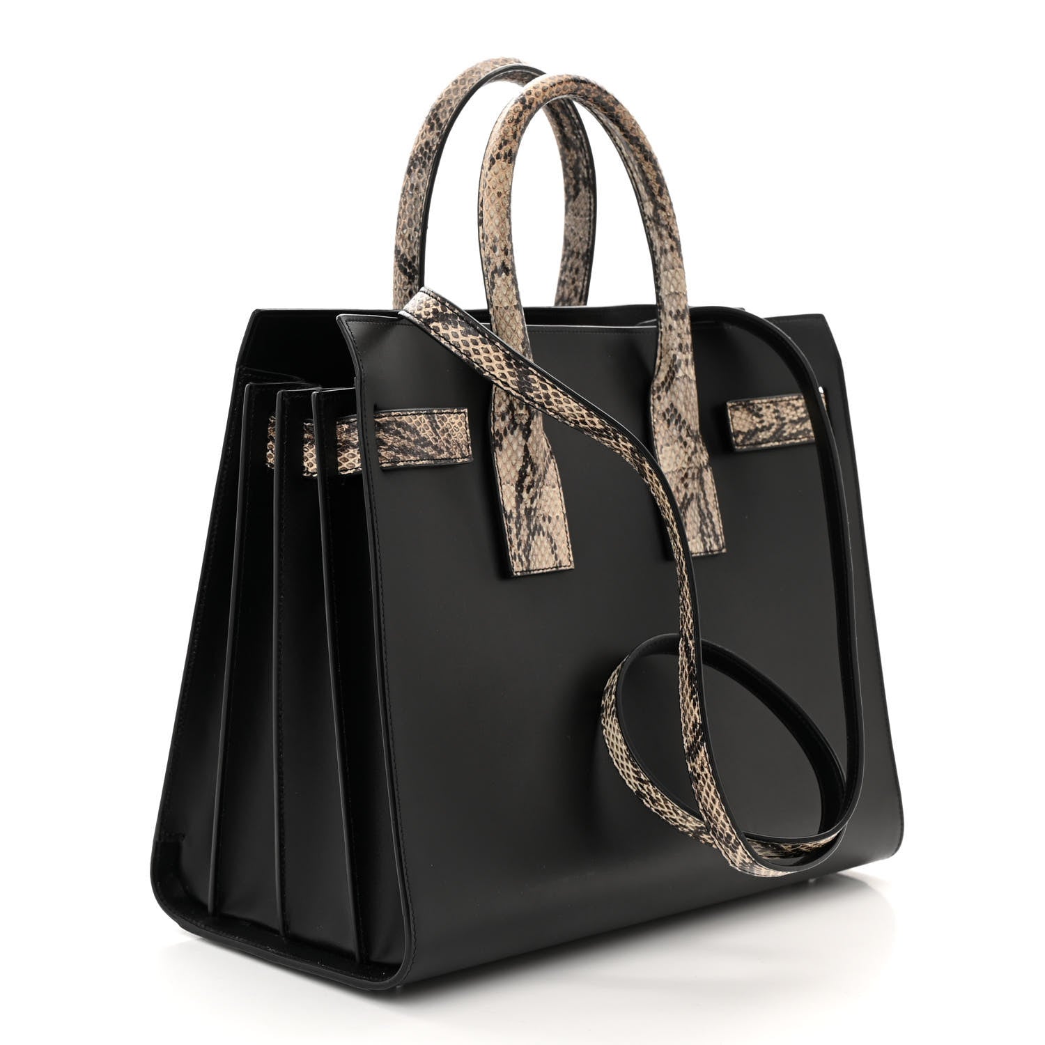Saint Laurent Calfskin Snake Skin Small Sac De Jour Black 2 of 9