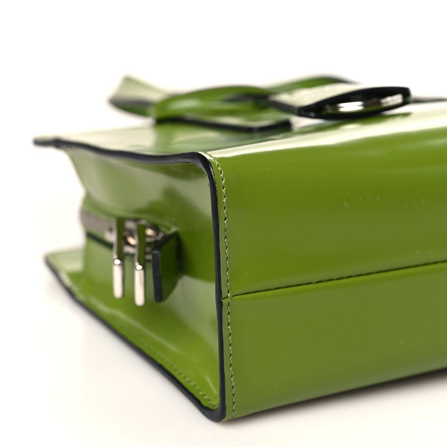 Prada Spazzolato Mini Re-Edition 1995 Double Handle Handbag Felce 7 of 8