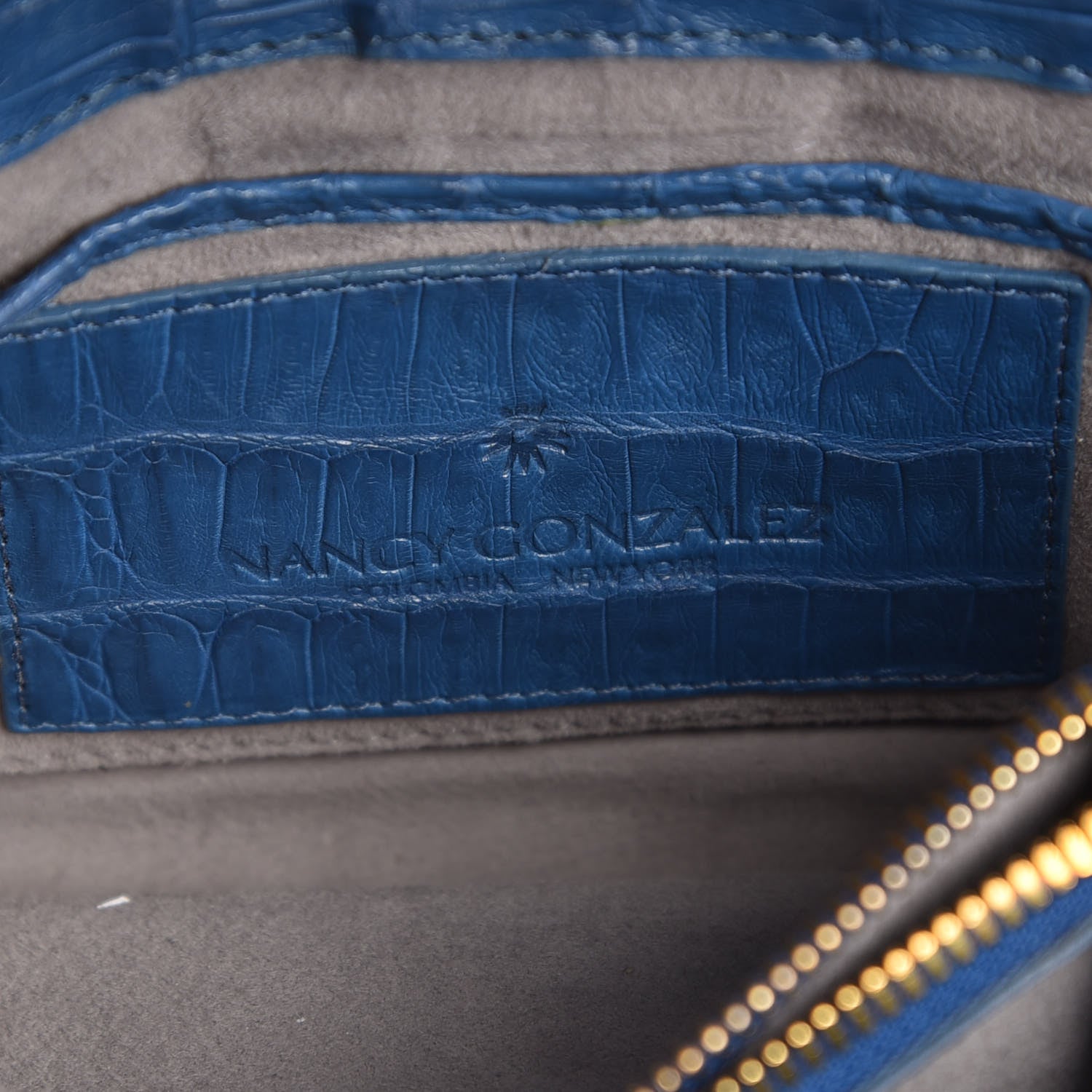 Nancy Gonzalez Crocodile Front Flap Shoulder Bag Blue 7 of 11