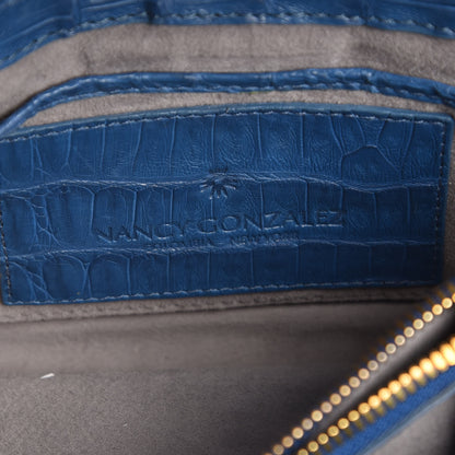 Nancy Gonzalez Crocodile Front Flap Shoulder Bag Blue 7 of 11