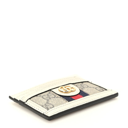 Gucci GG Supreme Monogram Textured Calfskin Web Ophidia Card Holder Beige Ebony Mystic White 4 of 7