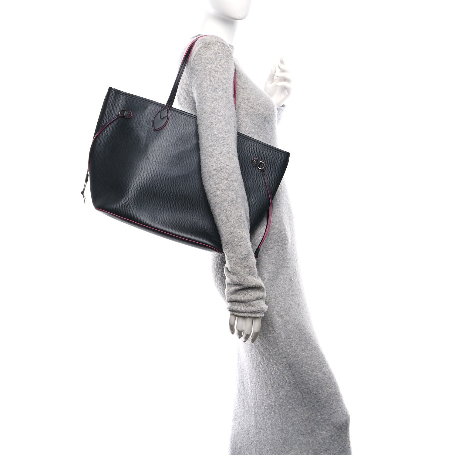 Louis Vuitton Epi Neverfull MM Black Hot Pink 2 of 12