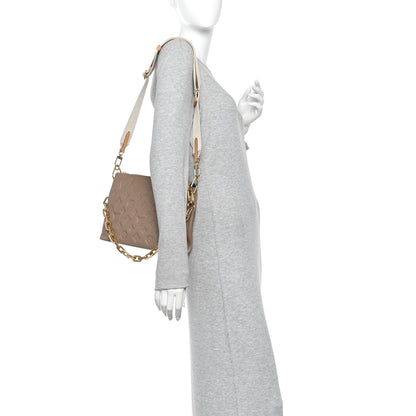 Louis Vuitton Lambskin Embossed Monogram Coussin PM Taupe 2 of 9