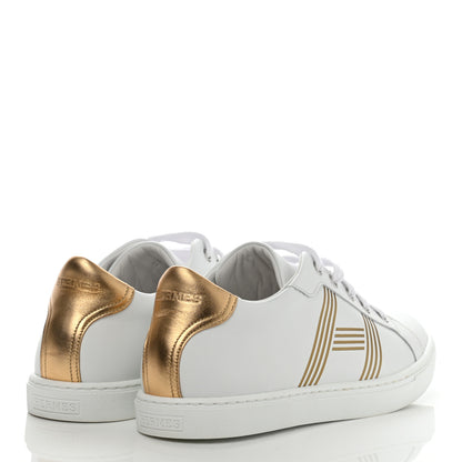 Hermes Nappa Womens Avantage Sneakers 38 White Gold 4 of 8