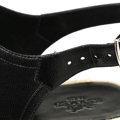 Hermes Goatskin Envie 30 Espadrille Wedge Sandals 36 Black 11 of 15