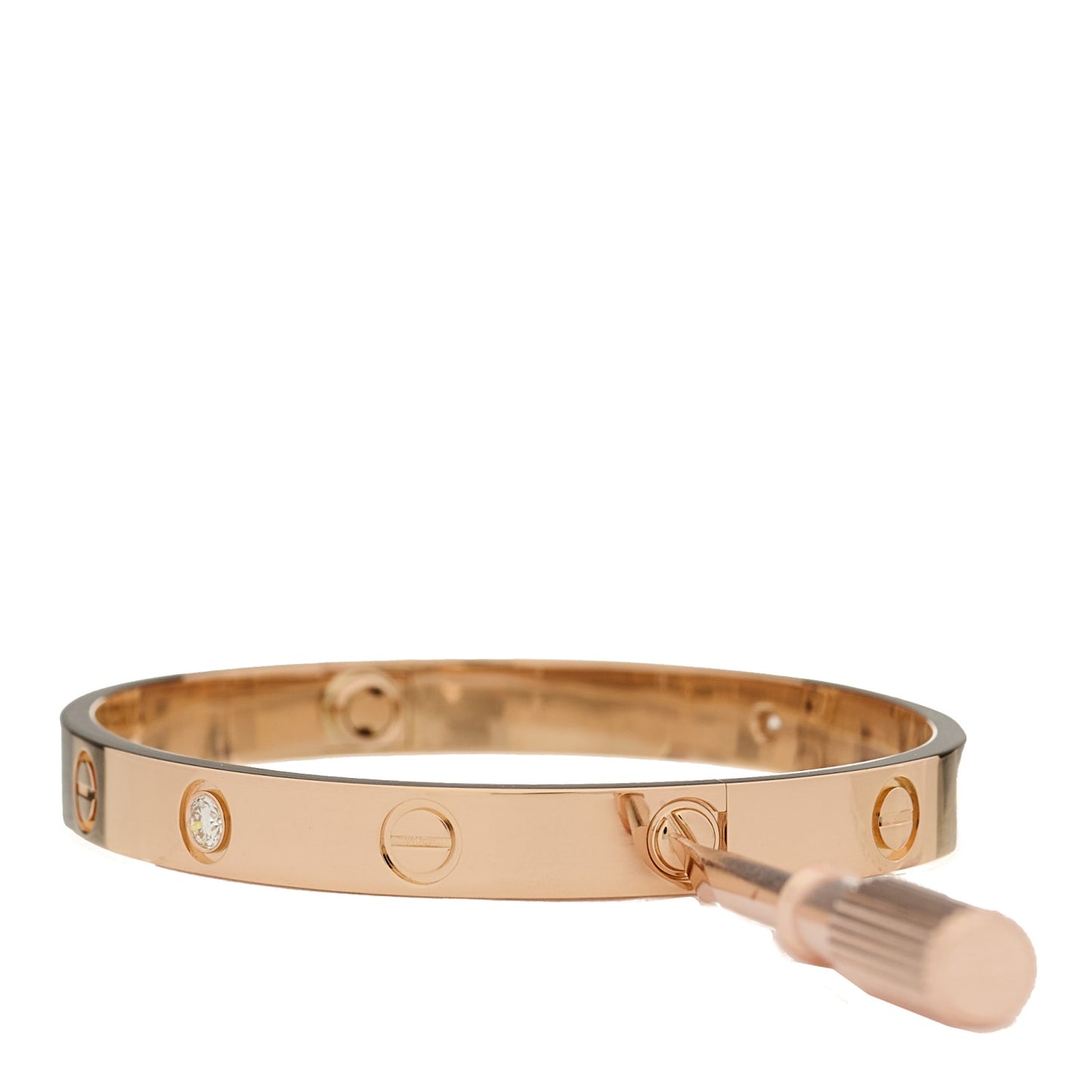 18K Pink Gold 4 Diamond LOVE Bracelet 17