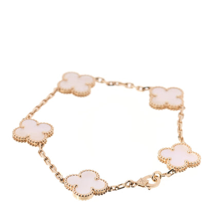 Van Cleef & Arpels 18K Yellow Gold Mother of Pearl 5 Motifs Vintage Alhambra Bracelet 3 of 8