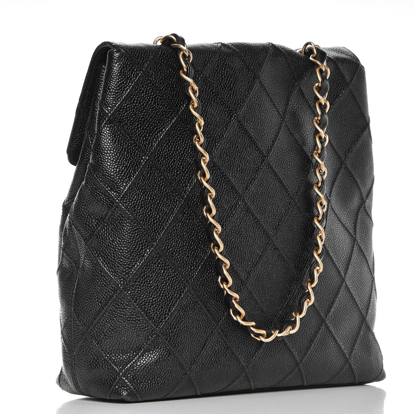 Caviar Diamond Stitched Shoulder Bag Black