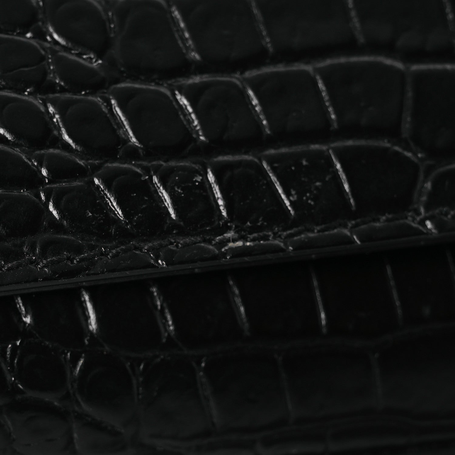 Saint Laurent Calfskin Crocodile Embossed Medium Classic Monogram Kate Tassel Satchel Black 11 of 13
