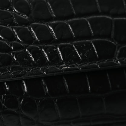 Saint Laurent Calfskin Crocodile Embossed Medium Classic Monogram Kate Tassel Satchel Black 11 of 13