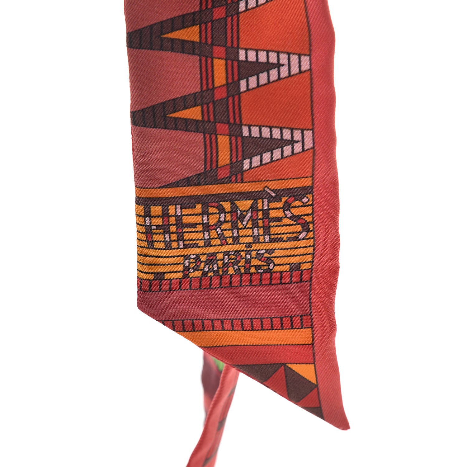 Hermes Silk Pelages Twilly Coral Orange Rouge 4 of 5