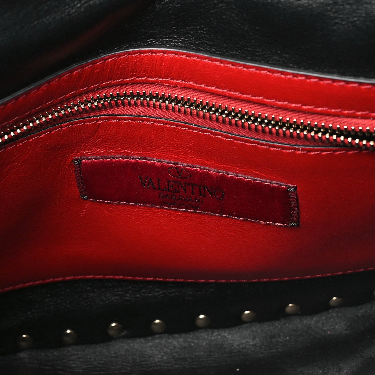 Valentino Garavani Lambskin VLTN Print Medium Rockstud Spike Shoulder Bag Black 6 of 9